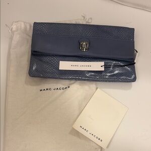 NWT Marc Jacobs Patent Leather Blue and Snack Embossed Clutch